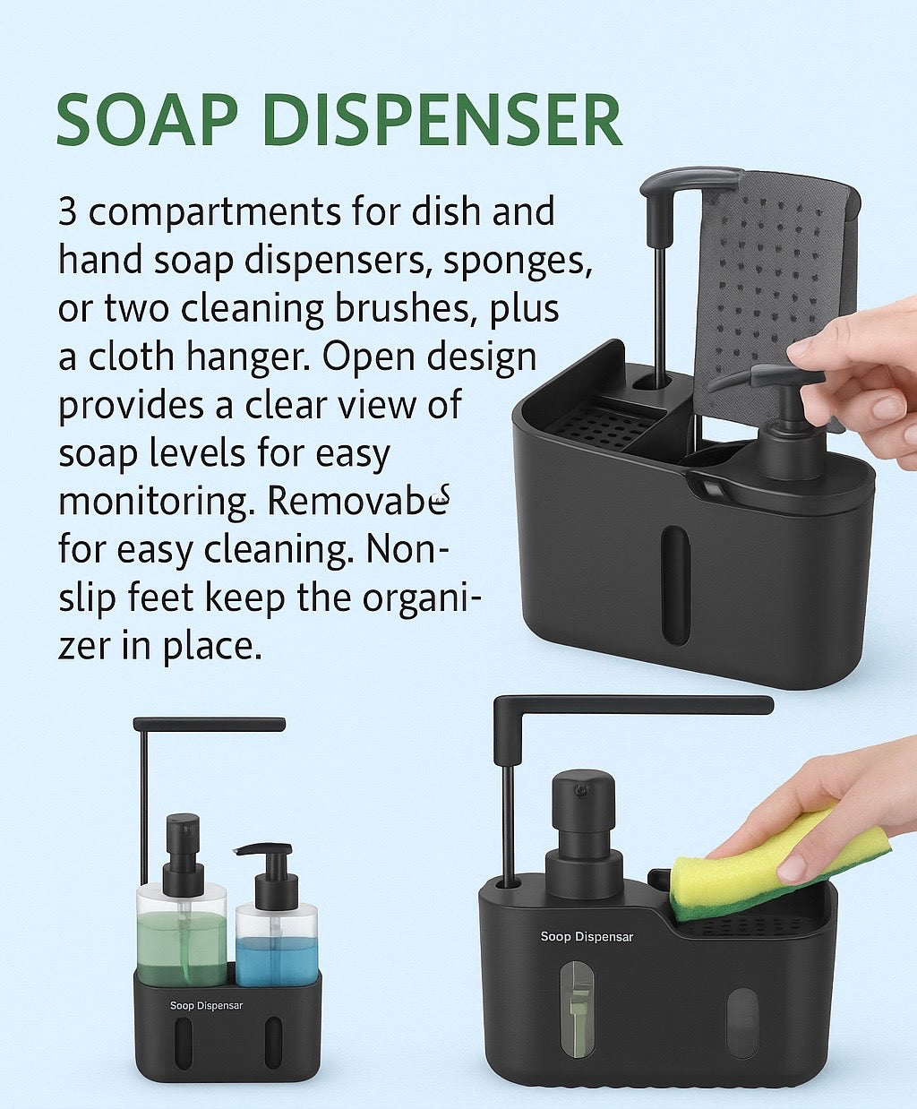 4-in-1 Soap Dispenser & Sink Organizer